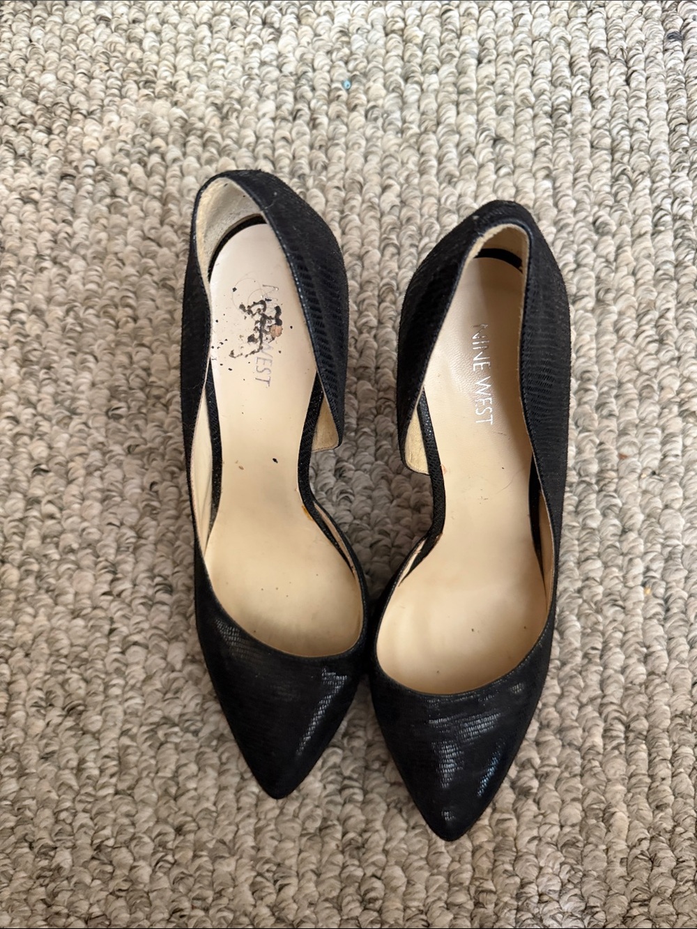 Nine West Black D'Orsay Pointed-Toe Pumps